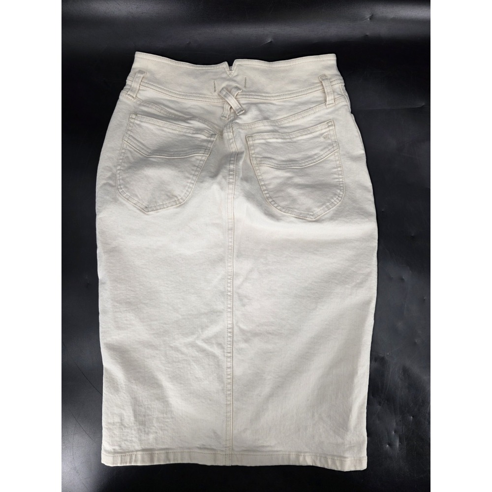 Madewell Denim High-Waist Midi Pencil Skirt in Vintage Canvas Beige W's Size 27 - Picture 6 of 8